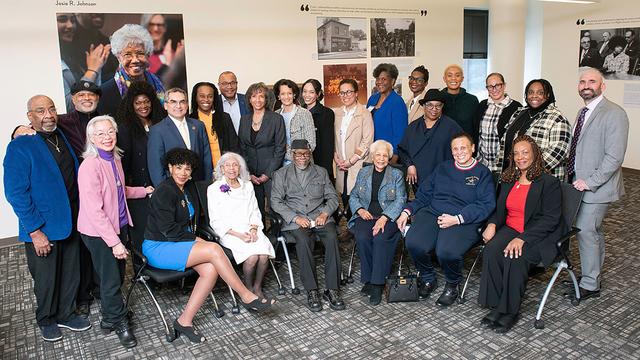 Group photo of attendees at the dedication of the Josie Johnson Community Room